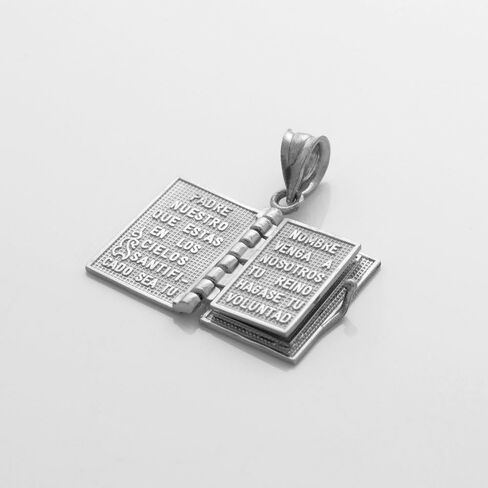 مجوهرات ديني بواسطة FDJ Sterling Silver 3D Santa Biblia Book w/Lord Prayer in Spanish Charm Pendant in Saudi Arabia