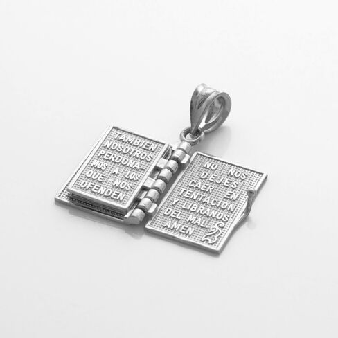 مجوهرات ديني بواسطة FDJ Sterling Silver 3D Santa Biblia Book w/Lord Prayer in Spanish Charm Pendant in Saudi Arabia