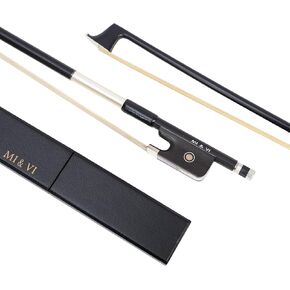 MI&VI Classic Carbon Fiber Viola Bow (4/4 Full Size) in Black with FREE BOW CASE | Ebony Frog | Well Balanced | Light Weight | Real Mongolian Horse Hair - By MIVI Music in Saudi Arabia