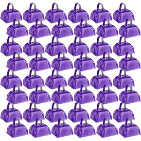 Yeshone 48 Pcs Metal Cowbells Loud Cow Bell with Handles Cow Bells Noise Makers Small Cowbell Wedding Bells Hand Percussion Cowbells for Sporting Football Events Team Cheering (Dark Blue)