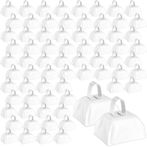 Boao 72 Pcs Metal Cowbells with Handle CowBells Noise Makers Small Call Bells for Christmas Decorations Ornament Football Games Sporting Events Wedding Party Sports, 3 x 2.8 x 2.5 Inch(Blue)