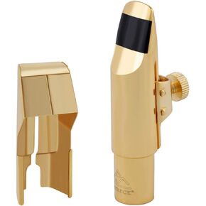 EASTROCK Alto Saxophone Mouthpiece with Cap Gold Plated Metal Mouthpiece for Saxophone Professionals and Beginners with Mouthpiece Pads 5#