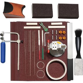 DIY Acoustic Guitar Bone Bridge Saddle Nut Tool Set, Includes Guitar Nut Slotting Files, Guitar Neck Rest, Sanding Block, Sandpaper, Vise, Cleaner Brush, Perfect for Guitar Players, Enthusiasts in Kuwait