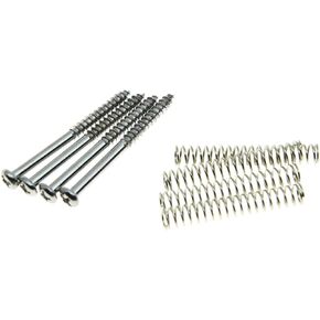 KAISH 4x Chrome Bass Pickup Mounting Screws Springs for Jazz J Bass or P Bass or P90 Pickups