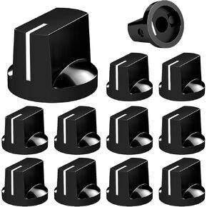 DAIERTEK Metal 6.35MM Potentiometer Knob 1/4 Shaft Guitar Pedal Knobs with Set Screw Black Aluminum Control Knob for Electric Guitar Amplifier Effect Pedal -6pcs