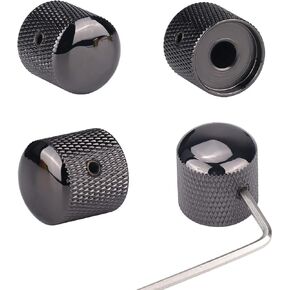 4Pcs Metal Guitar Knobs Volume Tone Control Knobs Dome Knobs with with Allen Keys Screws for Fender Telecaster Gibson Les Paul Electric Guitar Bass (Black)