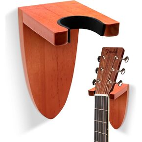 Actomall Guitar Wall Mount Hanger, Lacquer-Finished Wooden Guitar Holder - Secure & Elegant Display for Electric, Classic, Acoustic, Bass Guitars Musical Instruments - Hardwood Elegance (Soft Brown) in Kuwait