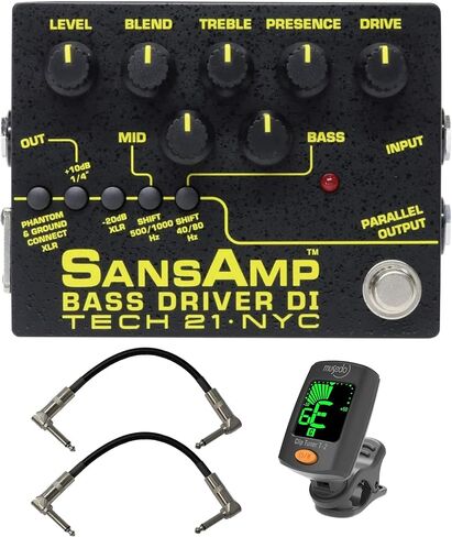 Tech 21 SansAmp Bass Driver DI V2 Bundle with 2 Patch Cables and Clip-On Tuner in Saudi Arabia