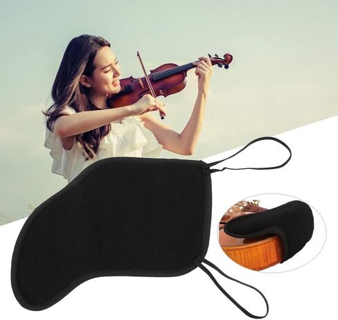 Lazmin112 غطاء وسادة مسند الذقن للكمان، 4/4-4/3 مسند كتف الكمان الأسود، وسادة حماية من الفلانليت، ملحقات الآلات الموسيقية in Kuwait