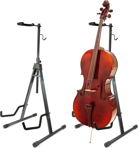 حامل WayvPoint Cello - قابل للتعديل وقابل للطي مع خطاف للقوس - تصميم قابل للطي لسهولة التخزين - حامل أدوات الجيتار المتوافق - كامل مع قطعة قماش من الألياف الدقيقة مقاس XL in Kuwait