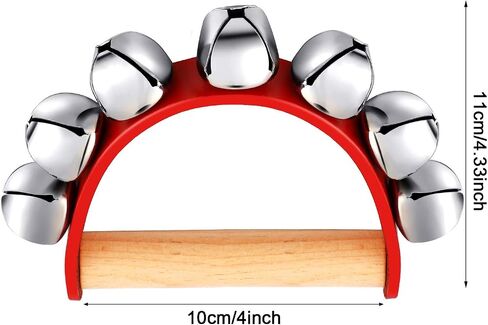 3 Pieces Red Christmas Sleigh Bells Jingle Gold Bells Musical Bell Instrument Wooden Handle Bells for Valentines (7 Bells) in Saudi Arabia