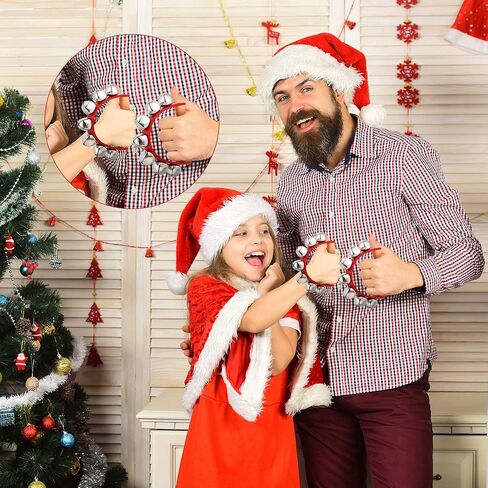 3 Pieces Red Christmas Sleigh Bells Jingle Gold Bells Musical Bell Instrument Wooden Handle Bells for Valentines (7 Bells) in Saudi Arabia
