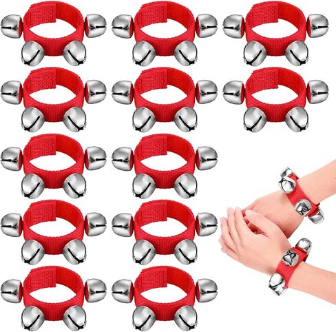 LEIFIDE 12 Pcs Christmas Wrist Band Bells Bracelets Wrist Band Shaking Bells Musical Instruments Adjustable Bells Rhythm Wristband Bells for School Family Adults Christmas Party Favors in Kuwait