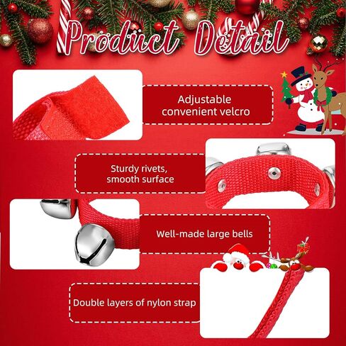 LEIFIDE 12 Pcs Christmas Wrist Band Bells Bracelets Wrist Band Shaking Bells Musical Instruments Adjustable Bells Rhythm Wristband Bells for School Family Adults Christmas Party Favors in Kuwait