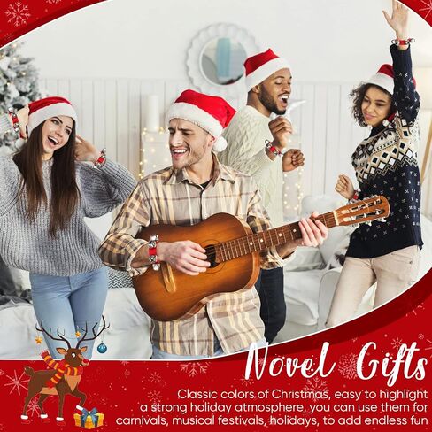 LEIFIDE 12 Pcs Christmas Wrist Band Bells Bracelets Wrist Band Shaking Bells Musical Instruments Adjustable Bells Rhythm Wristband Bells for School Family Adults Christmas Party Favors in Kuwait