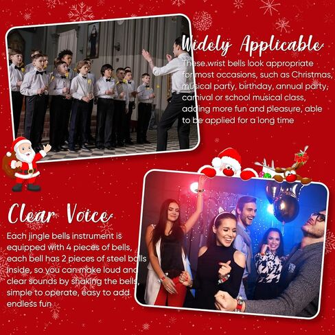 LEIFIDE 12 Pcs Christmas Wrist Band Bells Bracelets Wrist Band Shaking Bells Musical Instruments Adjustable Bells Rhythm Wristband Bells for School Family Adults Christmas Party Favors in Kuwait