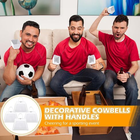 50 Pcs Cowbells Noise Maker with Handle Sporting Event Bells Metal Decorative Cow Bells Hand Percussion Cowbells 3 Inch Small Cow Bell Bulk for Wedding, Football Games, Party (White) in Saudi Arabia