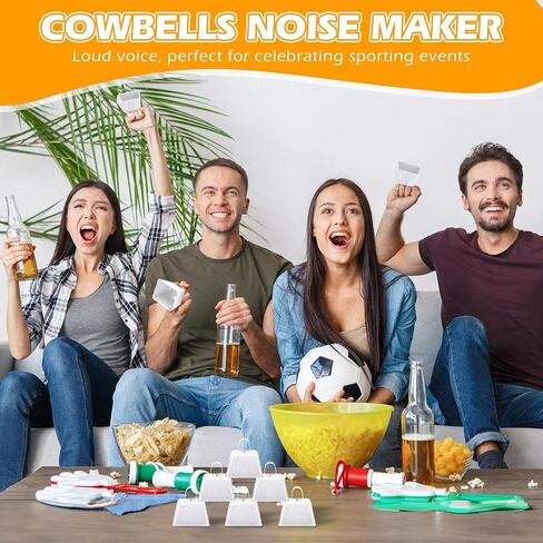 50 Pcs Cowbells Noise Maker with Handle Sporting Event Bells Metal Decorative Cow Bells Hand Percussion Cowbells 3 Inch Small Cow Bell Bulk for Wedding, Football Games, Party (White) in Saudi Arabia