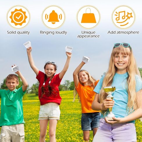 50 Pcs Cowbells Noise Maker with Handle Sporting Event Bells Metal Decorative Cow Bells Hand Percussion Cowbells 3 Inch Small Cow Bell Bulk for Wedding, Football Games, Party (White) in Saudi Arabia