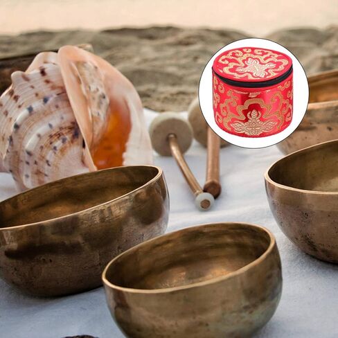 EXCEART Tibetan Singing Bowl Bag Zipper Buddhist Meditation Bowl Tote Holder Portable Travel Outdoor Chanting Bowl Storage Case 12X9.5CM (Random Color) in Saudi Arabia