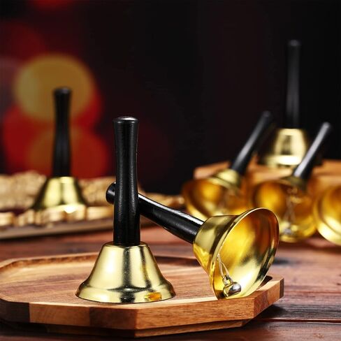Fumete 100 Pcs Metal Hand Bells Silver and Gold Steel Ringing Bells Christmas Dinner Service Handbells with Wooden Handle Musical Percussion for The Sick Elderly Alert (Silver) in Kuwait