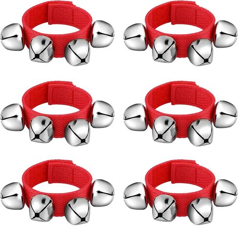 6 Pieces Christmas Band Wrist Bells Bracelets Jingle Musical Ankle Bells Instrument Percussion Rhythm for Christmas Party Favors Festival Accessories in Saudi Arabia