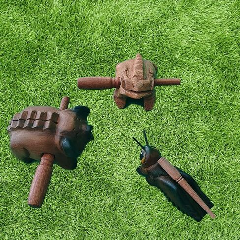 مجموعة آلات النقر الخشبية من 3 قطع، ضفدعة خشب طبيعي من جويرو، آلة موسيقية 4 بوصة كرات خشبية، خنزير خشبي 4 بوصة in Kuwait