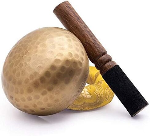 طقم وعاء غناء تبتي محمول مقاس 3.5 انش - وعاء للتأمل والشفاء والشاكرا والهدايا الروحية - وعاء صوت للتأمل بتصميم مطروق - جهاز شفاء التردد - حجم مثالي للسفر in Kuwait