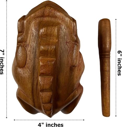 NUTTA - ضفدع خشبي مقاس 17.78 سم، أدوات موسيقية، مكتب قرع خشبي، كشط الضباب مع فكرة صوت الضفدع، أدوات مضحكة، موسيقى خشبية طبيعية، ديكور حديقة المنزل (7 بوصات) in Kuwait