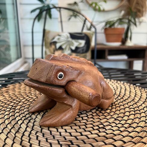 NUTTA - ضفدع خشبي مقاس 17.78 سم، أدوات موسيقية، مكتب قرع خشبي، كشط الضباب مع فكرة صوت الضفدع، أدوات مضحكة، موسيقى خشبية طبيعية، ديكور حديقة المنزل (7 بوصات) in Kuwait
