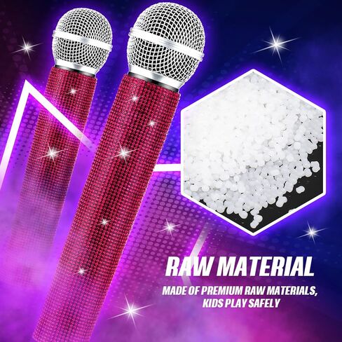 Sanwuta Fake Microphone Prop Sparkly Bling Rhinestones Microphone Prop Plastic Play Microphone Pretend Glitter Bedazzled Microphones for Disco Stage Living Broadcast Live Streaming Party(AB Color) in Kuwait