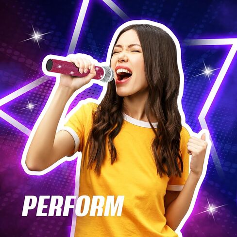 Sanwuta Fake Microphone Prop Sparkly Bling Rhinestones Microphone Prop Plastic Play Microphone Pretend Glitter Bedazzled Microphones for Disco Stage Living Broadcast Live Streaming Party(AB Color) in Kuwait