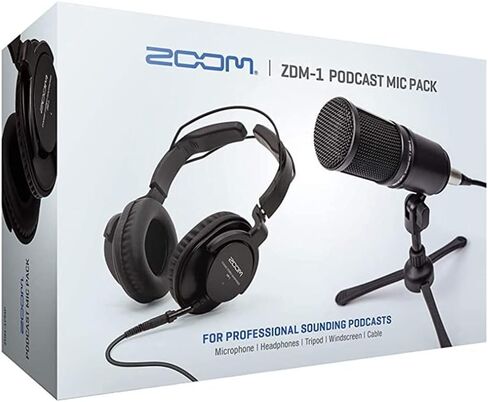 حزمة ملحقات ميكروفون Zoom ZDM-1 Pro Podcast مع سماعة رأس مغلقة من الخلف، وحامل سماعة الرأس، وذراع مقص، وحقيبة سماعة الرأس وكابل Aux ستيريو (6 قطع) in Kuwait