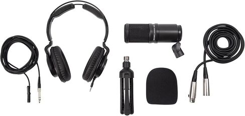 حزمة ملحقات ميكروفون Zoom ZDM-1 Pro Podcast مع سماعة رأس مغلقة من الخلف، وحامل سماعة الرأس، وذراع مقص، وحقيبة سماعة الرأس وكابل Aux ستيريو (6 قطع) in Kuwait