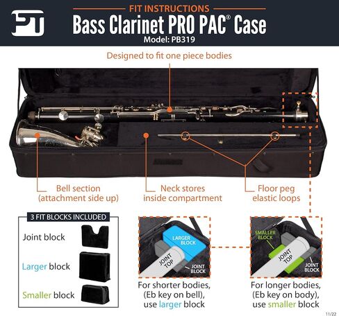 Protec PB319 EB Bass Clarinet with One Piece Body PRO PAC Case,36.00(H) x 11.00(W) x 6.25(D) inches & Hercules DS561B Basson/Bass Clarinet Stand in Saudi Arabia