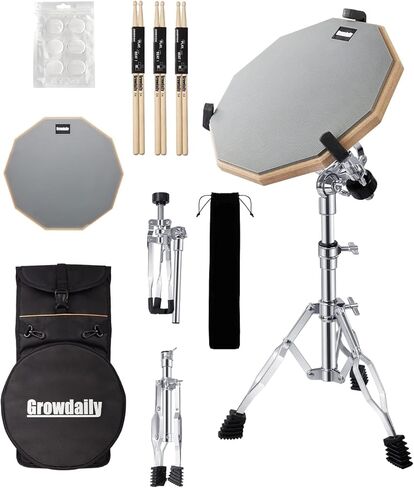 مجموعة حامل الطبل Snare Drum Practice مقاس 12 بوصة مع وسادة طبلة صامتة زرقاء مزدوجة الجوانب، جل مرطب الطبل، عصي الطبل، حقيبة حمل حامل قابل للتعديل (يناسب الطبول مقاس 10 بوصة - 14 بوصة) (أزرق) in Kuwait