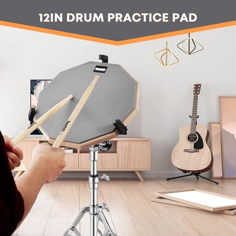 مجموعة حامل الطبل Snare Drum Practice مقاس 12 بوصة مع وسادة طبلة صامتة زرقاء مزدوجة الجوانب، جل مرطب الطبل، عصي الطبل، حقيبة حمل حامل قابل للتعديل (يناسب الطبول مقاس 10 بوصة - 14 بوصة) (أزرق) in Kuwait