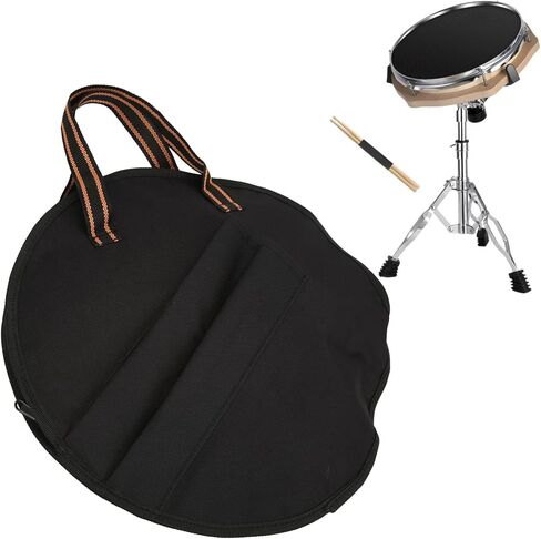 حقيبة طبلة البكم 10 بوصة مقاومة للصدأ من قماش أكسفورد حقيبة ممارسة الطبل البكم مع شريط أسود أصفر لتخزين الطبل البكم in Kuwait