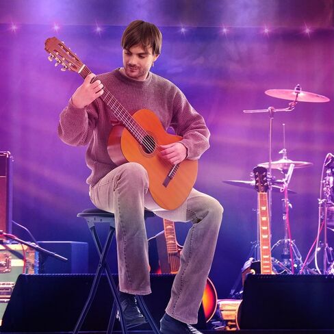 مقعد جيتار، كرسي جيتار قابل للطي مع شماعة جيتار، مقعد جيتار مع وسادة مبطنة، مسند ظهر مريح وحامل جيتار قابل للطي، يحمل جيتار صوتي/كهربائي، مقعد محمول للمسرح in Kuwait