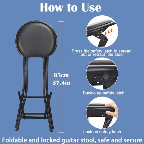 مقعد جيتار، كرسي جيتار قابل للطي مع شماعة جيتار، مقعد جيتار مع وسادة مبطنة، مسند ظهر مريح وحامل جيتار قابل للطي، يحمل جيتار صوتي/كهربائي، مقعد محمول للمسرح in Kuwait
