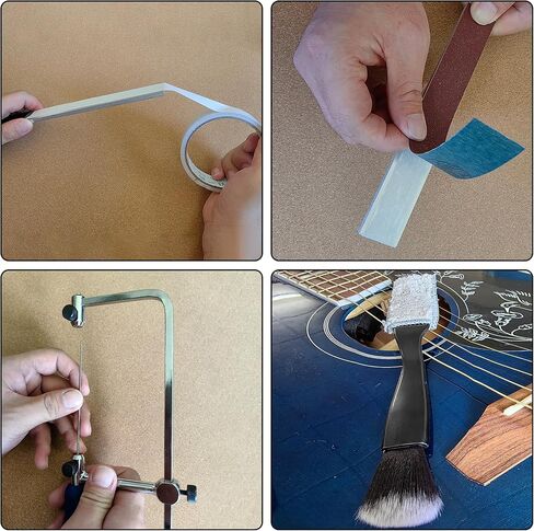 DIY Acoustic Guitar Bone Bridge Saddle Nut Tool Set, Includes Guitar Nut Slotting Files, Guitar Neck Rest, Sanding Block, Sandpaper, Vise, Cleaner Brush, Perfect for Guitar Players, Enthusiasts in Kuwait