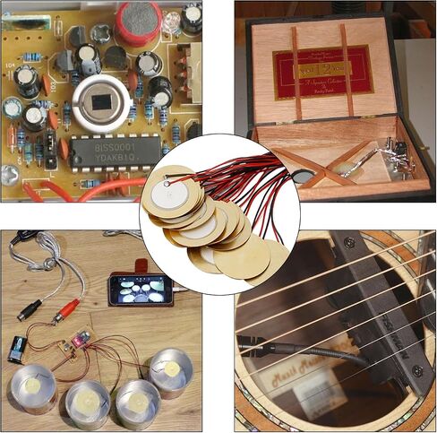 Mriuuod Piezo Discs 20 Pcs 27mm Piezo Pickup with 100mm Leads Mic Drum Trigger Acoustic Pickup for Acoustic Instrument CBG Guitar in Saudi Arabia