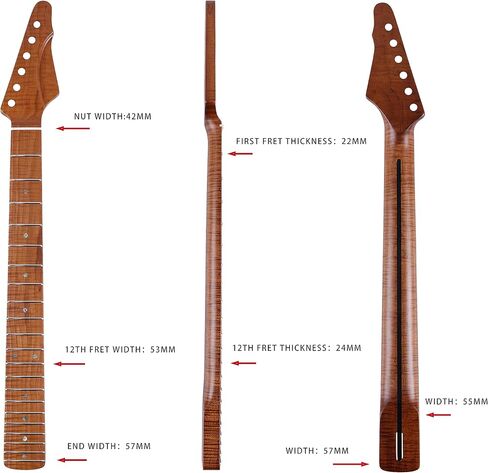 سلسلة جيتار ليو جايمز الكهربائية غير اللامعة من سلسلة سوبريم - قطعة واحدة من خشب القيقب المحمص المختار - 21 فريت، 9.5 بوصة، شكل C (قيقب TL غير لامع للغاية) in Kuwait