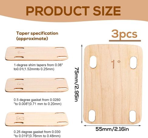 3pcs Guitar Neck Shims, Sturdy Wood Guitar Neck Shim Solid Maple Guitar Neck Protection 0.25, 0.5 and 1 Degree Portable Guitar Neck Plate Tool for Bass Guitar Repair in Saudi Arabia