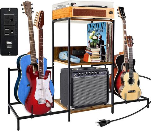 WEGOODLDER Guitar Stand for Multiple Guitars - Multifunctional Guitar Rack for Acoustic, Electric Guitar, Bass, Ukuleles 4-Tier Guitar Holder Floor for Guitar Amp Accessories for Room Music Studio in Kuwait