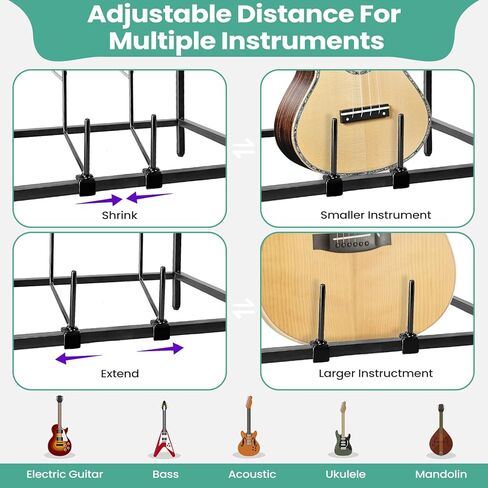 WEGOODLDER Guitar Stand for Multiple Guitars - Multifunctional Guitar Rack for Acoustic, Electric Guitar, Bass, Ukuleles 4-Tier Guitar Holder Floor for Guitar Amp Accessories for Room Music Studio in Kuwait