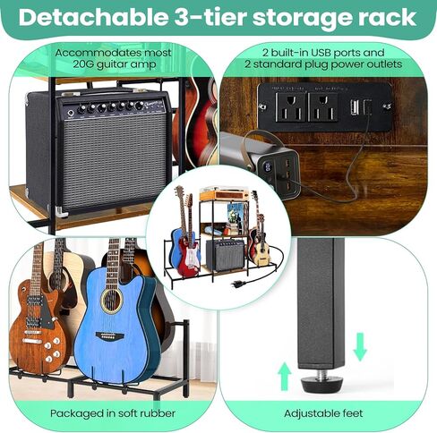WEGOODLDER Guitar Stand for Multiple Guitars - Multifunctional Guitar Rack for Acoustic, Electric Guitar, Bass, Ukuleles 4-Tier Guitar Holder Floor for Guitar Amp Accessories for Room Music Studio in Kuwait