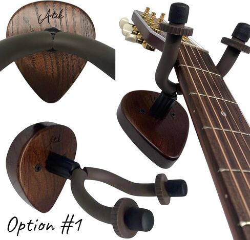 Atik 2 Pack 4-in-1 Guitar Wall Mount|حامل جيتار فردي من خشب الجوز الأحمر للجدار|ملحق جيتار للصوت والكهرباء والباس والقيثارة والآلات الموسيقية|اختيار شماعات الجيتار|دعم الجيتار الجداري in Saudi Arabia