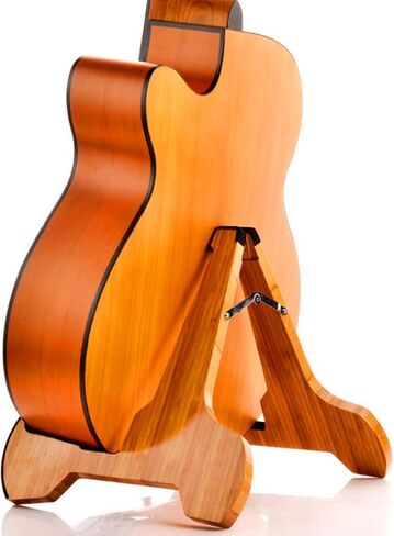Miwayer Guitar Stand Wood Bamboo A-Frame Folding Thickened Universal, With Soft Leather Protection, Safe Non-Slip Portable Acoustic Guitar Accessories, For Acoustic, Classical, Electric Guitar, Bass… in Kuwait