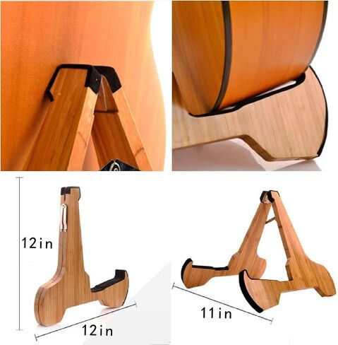 Miwayer Guitar Stand Wood Bamboo A-Frame Folding Thickened Universal, With Soft Leather Protection, Safe Non-Slip Portable Acoustic Guitar Accessories, For Acoustic, Classical, Electric Guitar, Bass… in Kuwait